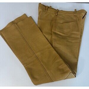 Vintage Fantastic International Leather Pants 30X34 Y2k 90s Flat Front Raw Hem